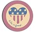 LIFE IS GOOD PATRIOTIC HEART ROUND STICKERS *PACK OF 2* PERFECT FOR SPREADING GOOD CHEER!