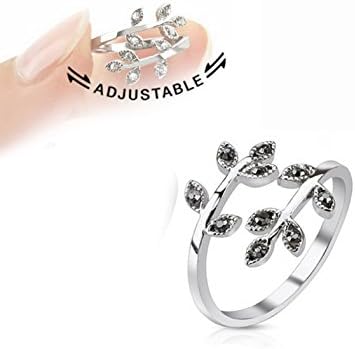 Black Rhinestone Adjustable Branch Ring
