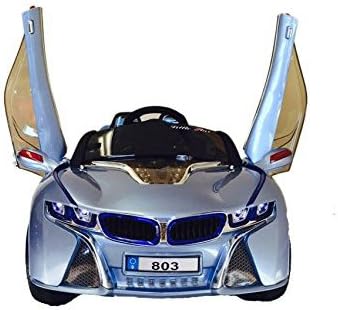BMW i8 Style Battery Powered Ride On Car For Kids 12 V Battery LED Wheels Remote Control Opening Doors MP3 Cord | Blue