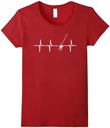 Women's Bass Guitar Heartbeat T Shirt Small Cranberry