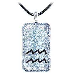 Holly Lynn Silver Aquarius Zodiac Dichroic Glass Necklace