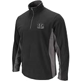 NFL Men's Cincinnati Bengals Fade Rt II 1/4Z Crew Adult Long Sleeve 1/4 Zip Micro Chiller Fleece (Black/Storm Gray, Small)