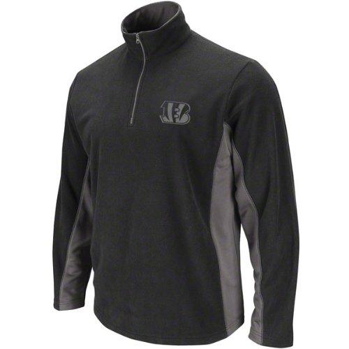 NFL Men's Cincinnati Bengals Fade Rt II 1/4Z Crew Adult Long Sleeve 1/4 Zip Micro Chiller Fleece (Black/Storm Gray, Small)