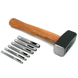 7 Hollow Leather Punches Hammer Leathercraft Belt Tools