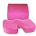 Bookishbunny 2pc Memory Foam Seat Chair Waist Lumbar Back Support Cushion Pillow Car Office Home (Hot Pink)