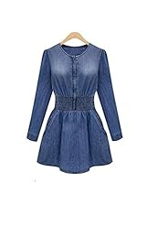 Denim Vintage Above the Knee Long Sleeves Mini Dress 