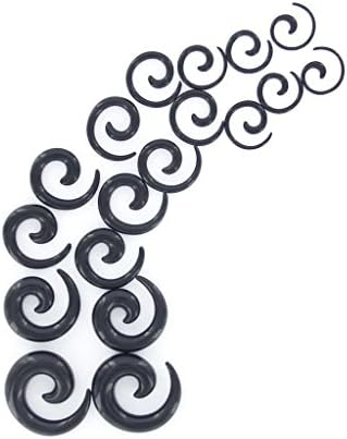 Black Acrylic Spiral Taper Tunnel Ear Stretcher Expander Plugs
