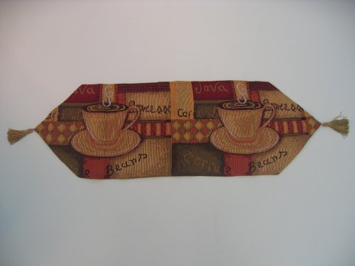 DaDa Bedding Smell of Coffee Woven Table Runner 13 by 48 Inches DaDa Bedding Smell of Coffee Woven Table Runner 13 by 48 Inches