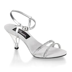 3 Inch Sexy Bridal Shoe Stiletto Heel Ankle Strap Mini-Platform Rhinestones Silver