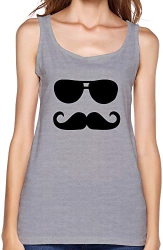 Women Mustache Sunglasses Funny Tank Tops Gray