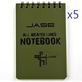 Cosmos &reg; Set of 5 Green Waterproof/All Weather/Shower/Aqua Notes/Notepad/Notebook with Cosmos Fastening Strap
