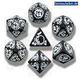 Carved Dragon Dice Set (Black and White)