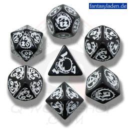 Carved Dragon Dice Set (Black and White)