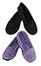 Dearfoams Women's Microfiber Velour Closed Back With Embroidery Ballerina,Black,Medium / 7-8 B(M)