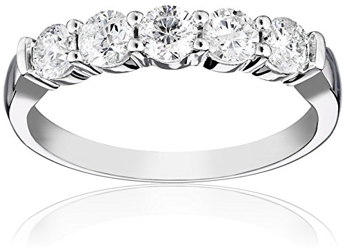 14k-White-Gold-FiveDiamond-Anniversary-Band-1-cttw-HI-Color-I2I3-Clarity
