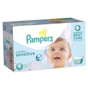 Pampers Swaddlers Sensitive Diapers Size 4 Economy Pack Plus 128 Count