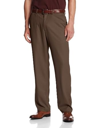 Haggar Men's Mynx Gabardine Hidden Expandable Waist Plain Front Dress Pant at Amazon Menâs 