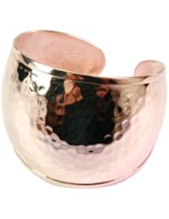 14K Rose Gold Plated Hammered Italian Sterling Silver Cuff Bracelet
