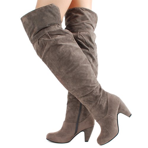Duet17 Velvet Over The Knee-High Boots GRAY