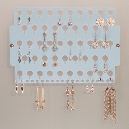 Earring Angel - Wall Mount Pierced Earring Holder Storage Rack Hanging Jewelry Organizer Display (Blue Acrylic)