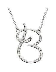 14K White Gold Diamond Initial Necklace "B" -- LIFETIME WARRANTY
