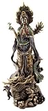 Bronze Kuan Quan Kwan Guan Yin Guanyin on Dragon Buddha Statue 14