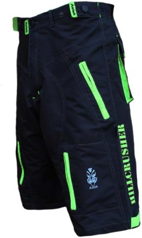Astek Men's Neon Green Black MTB Baggy Padded Mountain Bike Shorts