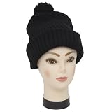 Ladies/Womens Chunky Knit Thermal Winter/Ski Hat with Pom Pom