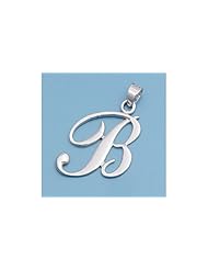 Sterling Silver Italian Initial B Pendant Unique Cute Charm Pure 925 New 30mm with 1.2mm Rope Chain