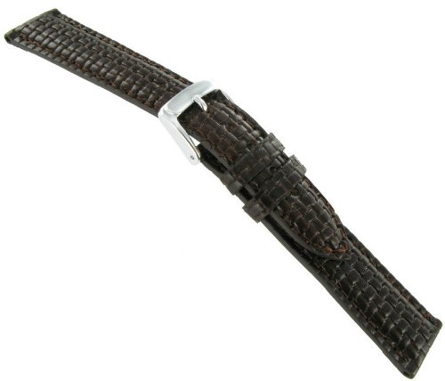 20mm Speidel Water Resistant Tessuto Woven Genuine Leather Padded Stitched Dark Brown Watch Band Regular