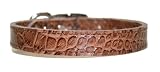 Croco - Faux Crocodile Leather Collar - 1/2 in. x 14 in. - Chocolate Brown