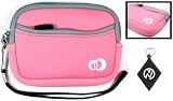 Nikon Digital Camera Sleeve Case With External Compartment, Fits models L100, L120, L21, L22, L24 Pocket Color Pink / Grey + Nuvur ™ Keychain (FGLOZZP1)