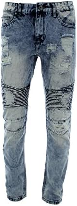 Trill Nation - Men's Motto And Rips Jeans - Light Blue