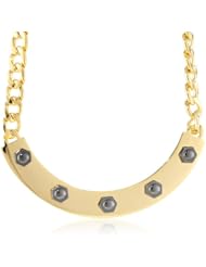 Kenneth Cole New York "Modern Status" Hematite Rivet Half Moon Necklace, 21"