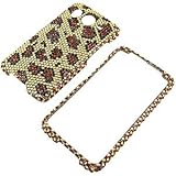 Rhinestones Protector Case for HTC Inspire 4G, Gold Leopard Print Full Diam ....