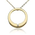 18k Yellow Gold Overlay Open Circle Pendant w/ Diamond...