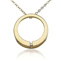 18k Yellow Gold Overlay Open Circle Pendant w/ Diamond Accent