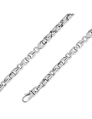 14K Solid White Gold Hip Hop Bullet Chain Necklace 6mm (15/64") 24"
