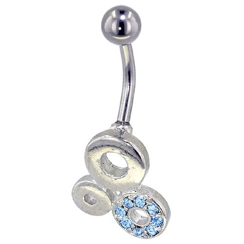 Belly Navel Ring Light Blue Crystal Triple Loop Color Belly Navel Ring Body Jewelry