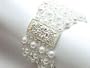 Multi Strand Faux Pearl Stretch Crystal Flower Bracelet