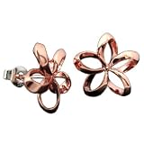 925 Silver 13mm Open Plumeria Stud Earrings Hawaiian Jewelry