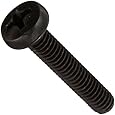 Steel Pan Head Machine Screw, Black Oxide Finish, Meets DIN 7985, #2 Phillips Drive, M4-0.7 Thread Size, 20 mm Length, Fully Threaded, Import (Pack of 100)