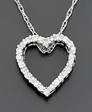 14k White Gold Small Diamond Heart Pendant (1/10 ct. t.w.)
