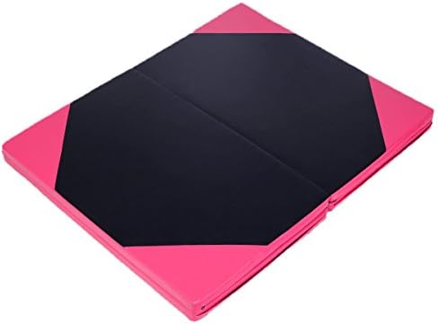 Thick Yoga Mats Folding Panel Gymnastics Gym Fitness Exercise (Pink/Black)