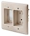 Bryant Electric RR1512LA 2-Gang Recessed TV Connection Outlet Plate with 15 Amp 125V Tamper-Resistant Duplex Receptacle with One Pass-Thru Opening, Light Almond