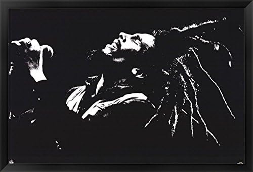 Bob Marley - B&W Framed Art Print Wall Picture, Black Frame with Hanging Cleat, 38 x 26 inches