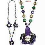 Fancy Jester Heads Bead Necklace 48in