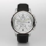 Fossil Men's FS4543 Black Leather Strap Silver Analog Dial Chronograph Watch