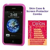 Apple iPhone 3G Silicone Skin Case & Screen Protector Combo (Textured Design) (Hot Pink)