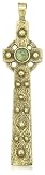 Miracle Antiqued Gold Plated Cross Pendant Set With Connemara Glass Cabouchon